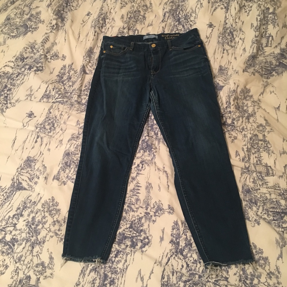 7 for all mankind skinny frayed ankle jeans